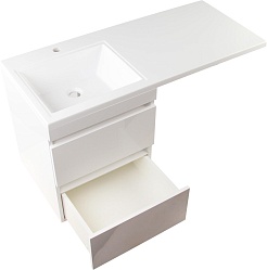 Style Line Тумба для умывальника подвесная Даллас 110 Люкс, белая PLUS эмаль – фотография-6